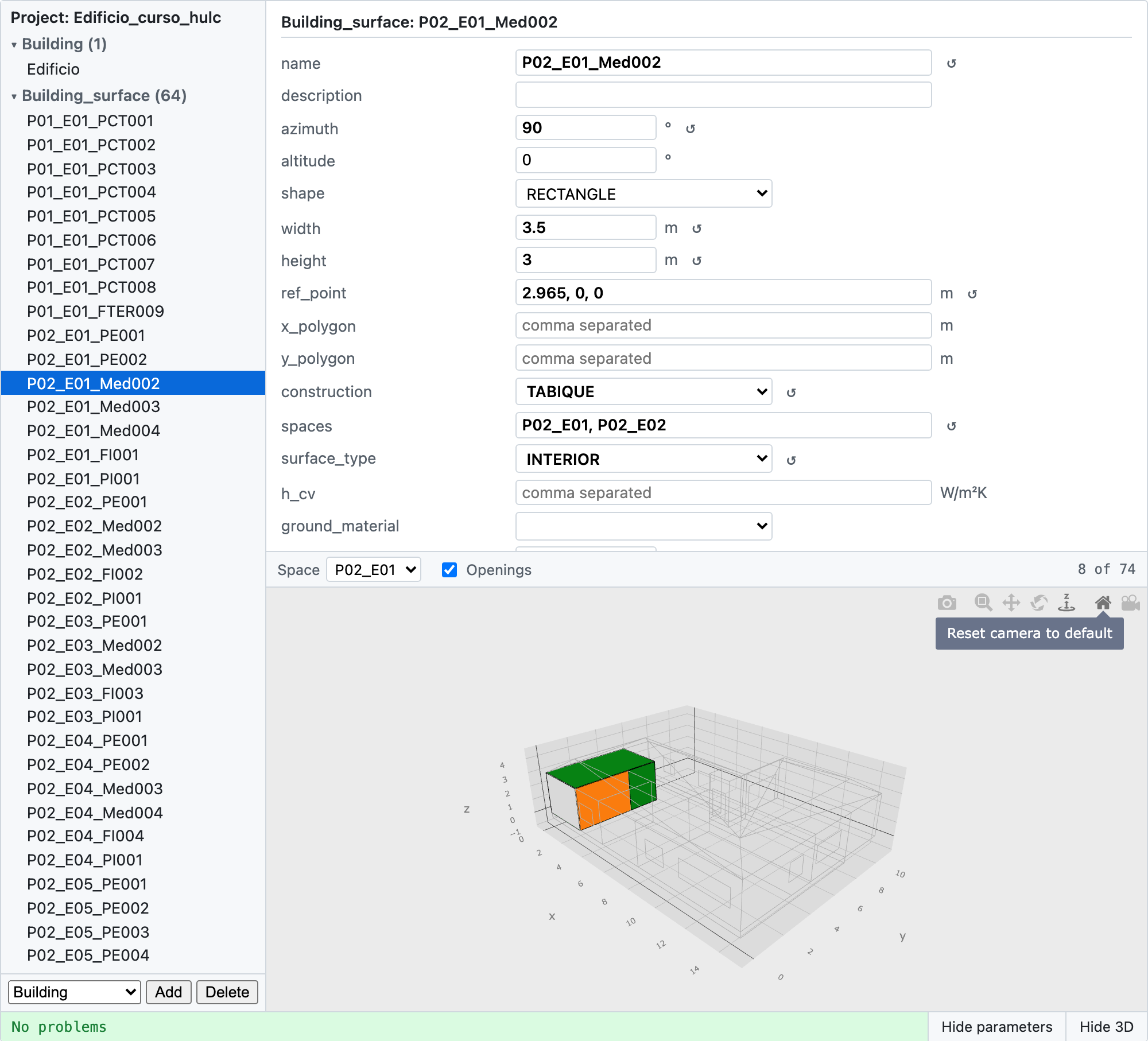 Project editor with the 3D view